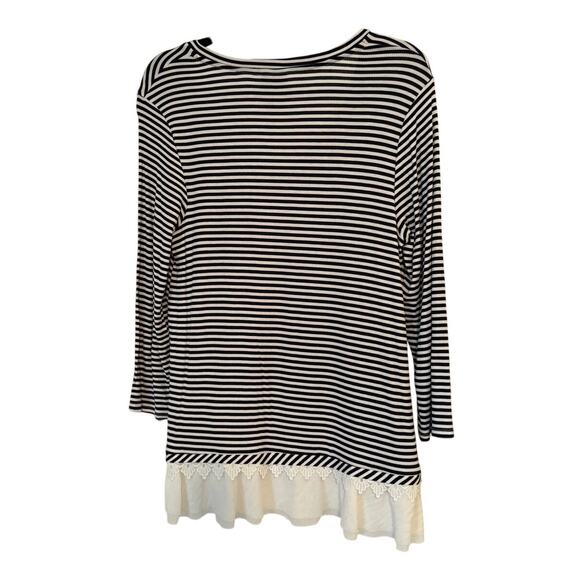 NWOT Dolan Anthropologie Wesley Lace Hem V Neck Top - Size L - Picture 5 of 8